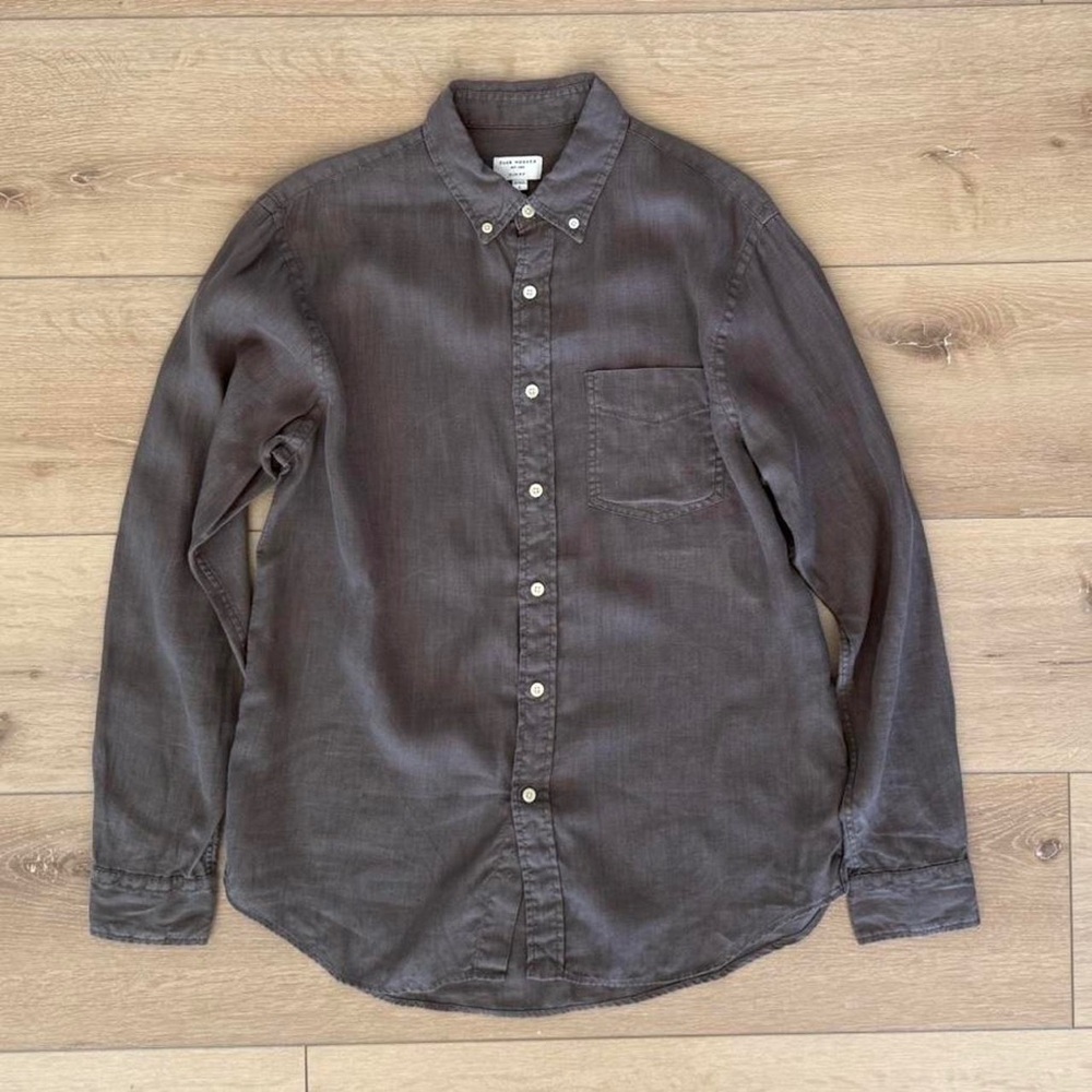Club Monaco Men's Brown and Khaki Shirt